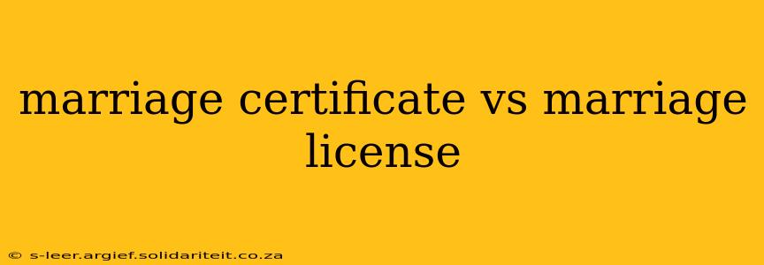 marriage certificate vs marriage license